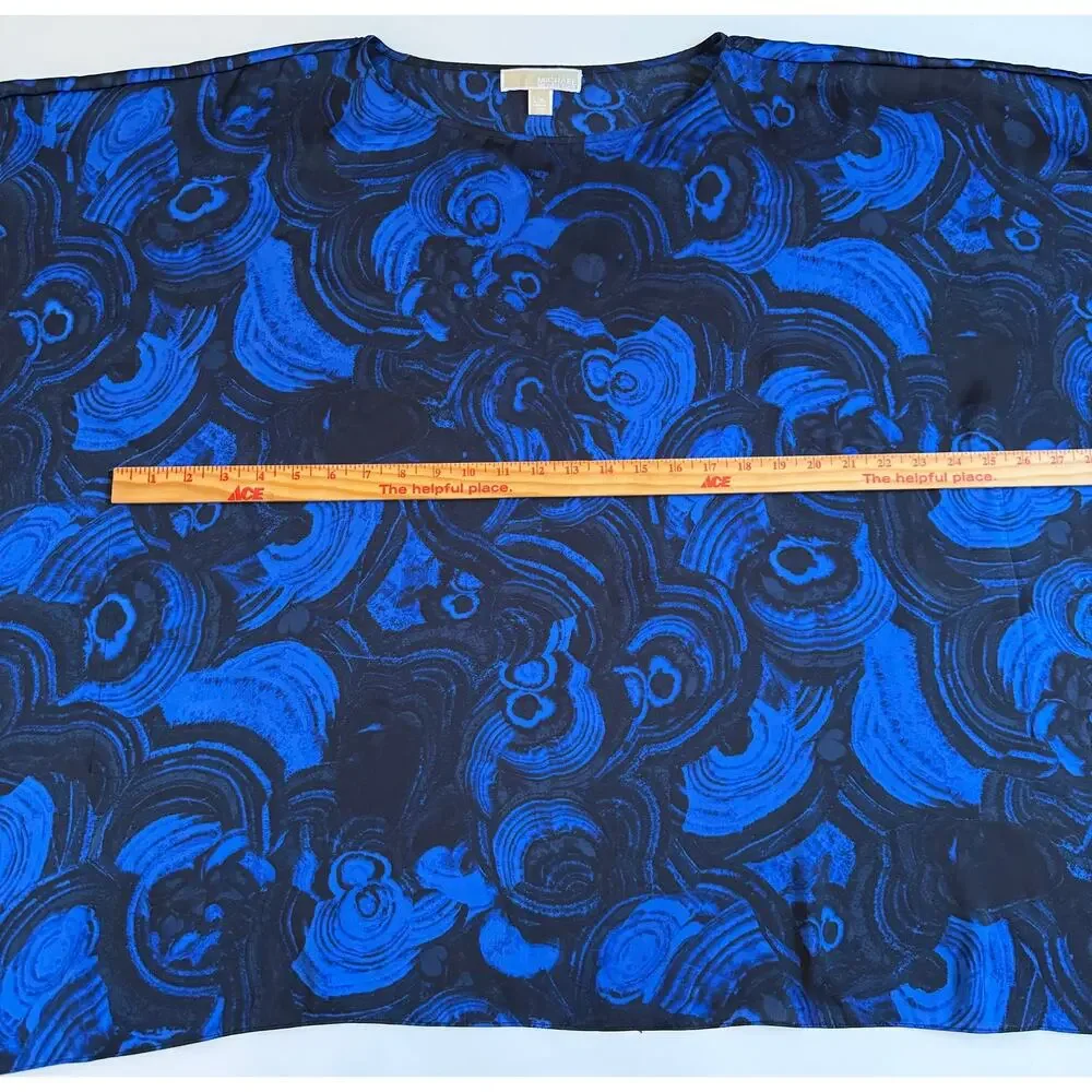 Michael Kors Swirl Print Satin Feel Tunic Flutter Top Size XL Beach Boho EUC